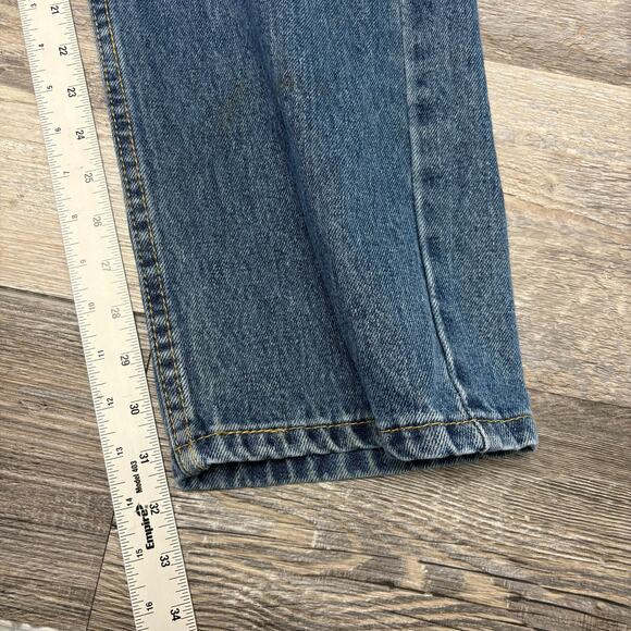 Levis 505 Mid Wash Blue Mens 38x32 Regular Fit Straight Leg Denim Jeans Red Tab - Picture 9 of 14